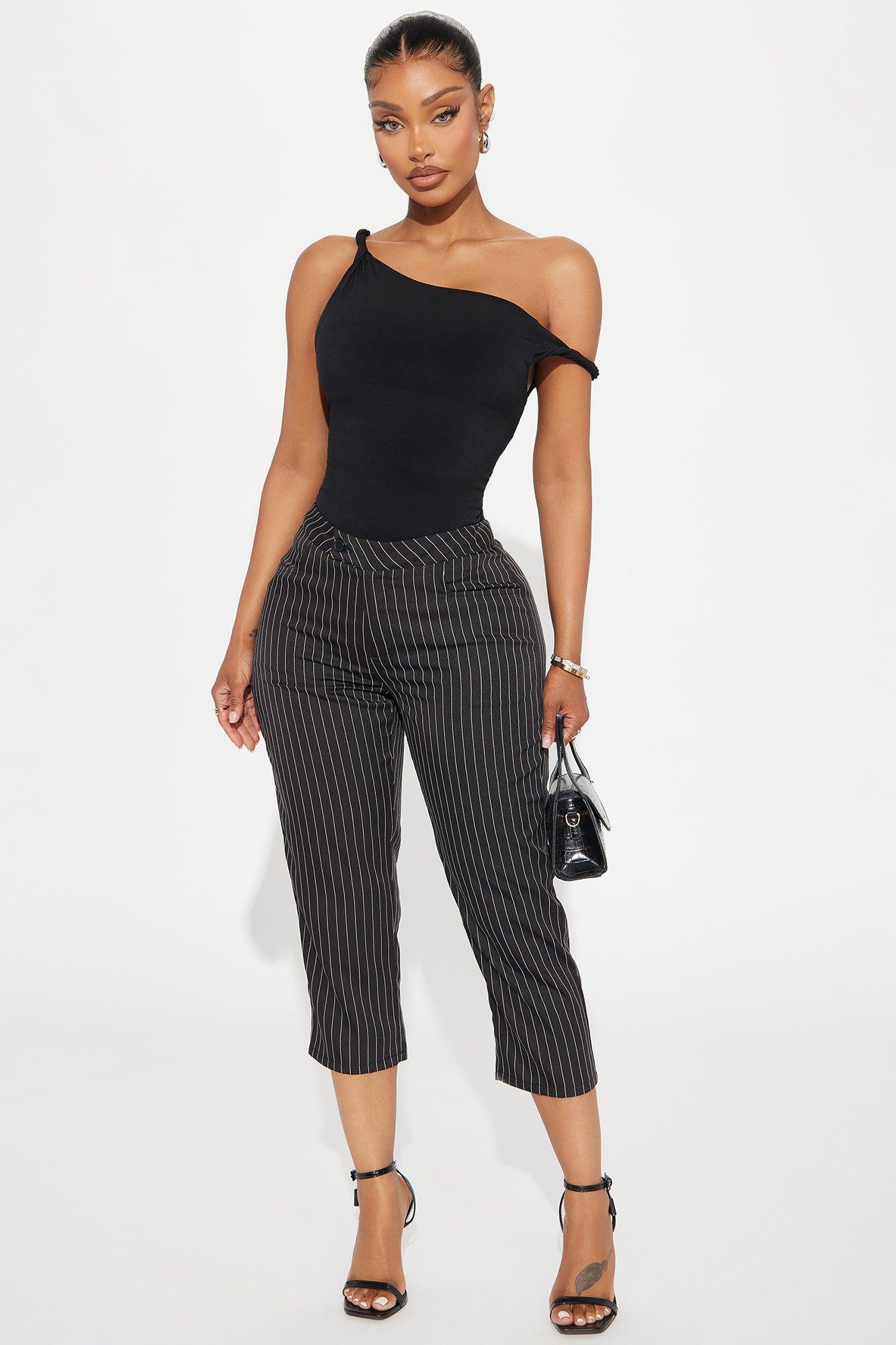 Business As Usual Pinstripe Capri Pant - Black/White product image