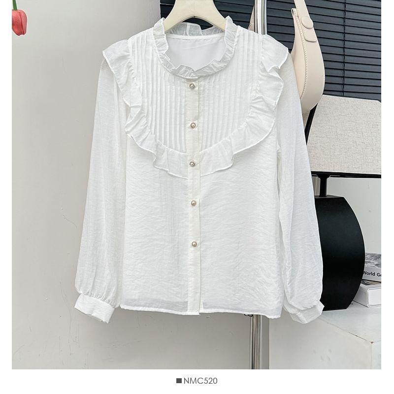 Ruffled Pleated Loose Shirt Product Image