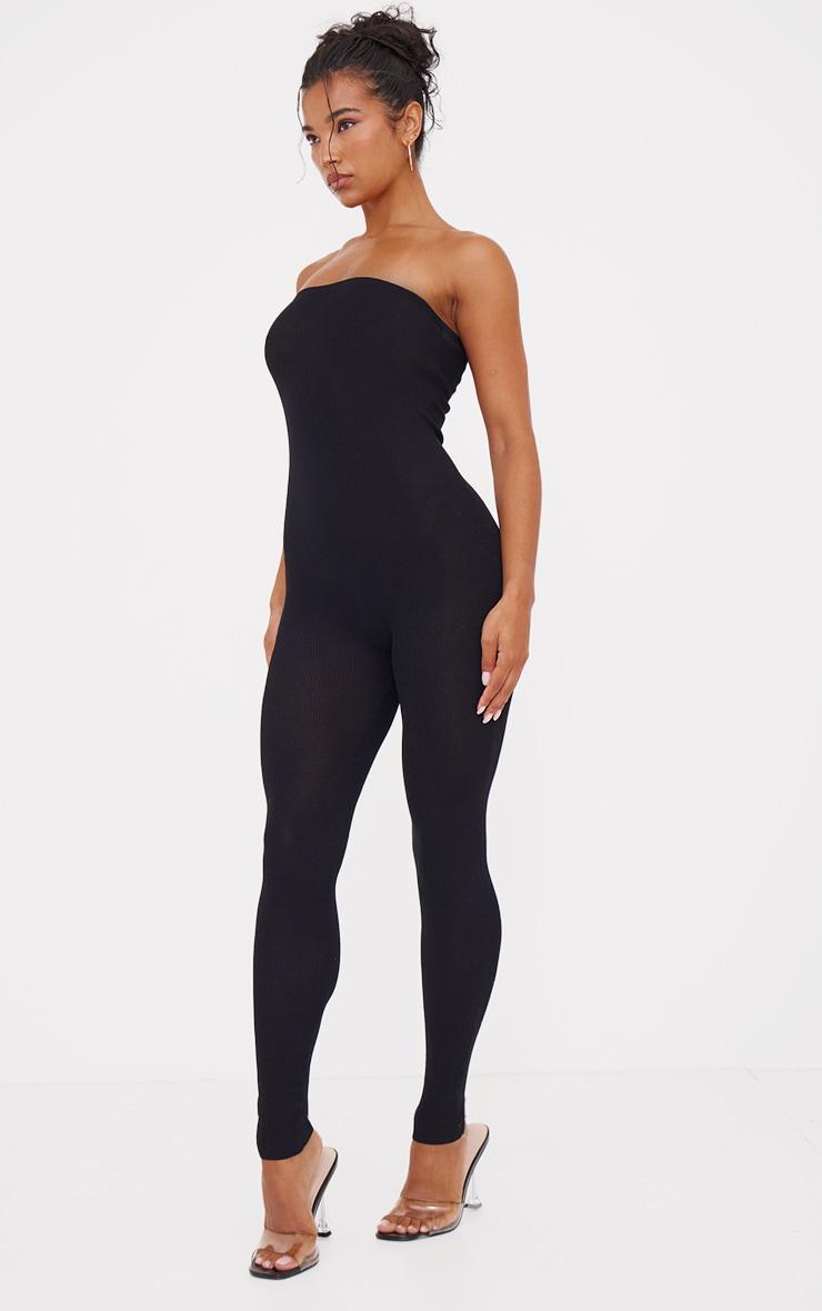 Black Fine Knit Bandeau Jumpsuit Product Image