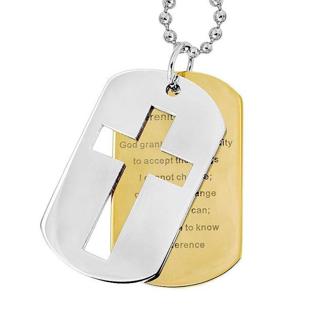 Stainless Steel and Gold Tone Immersion-Plated Stainless Steel Serenity Prayer Dog Tag - Men, Mens Multicolor Product Image