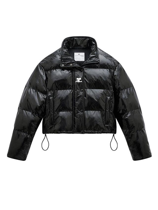 Courrges Logo Patch Vinyl Crop Puffer Jacket Product Image