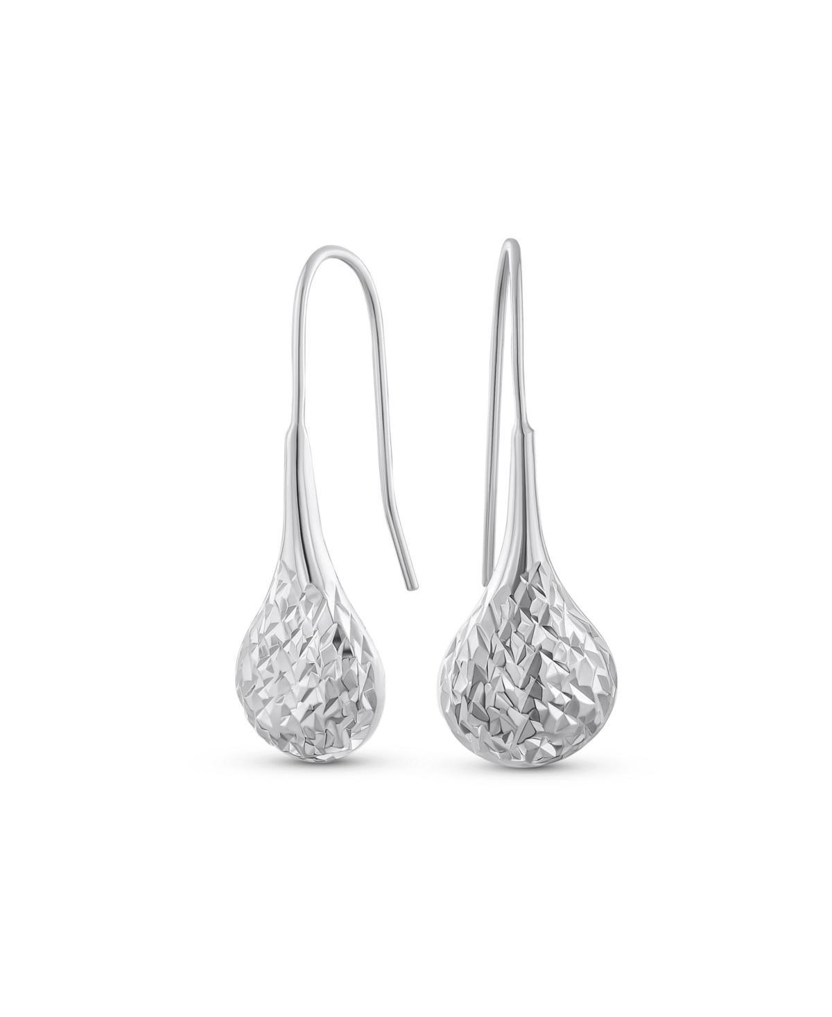 Bling Jewelry Carved Puffed Pear Shaped Rain Drop Teardrop Earrings For Women Fishhook Sterling Silver 1.5 Inch Product Image