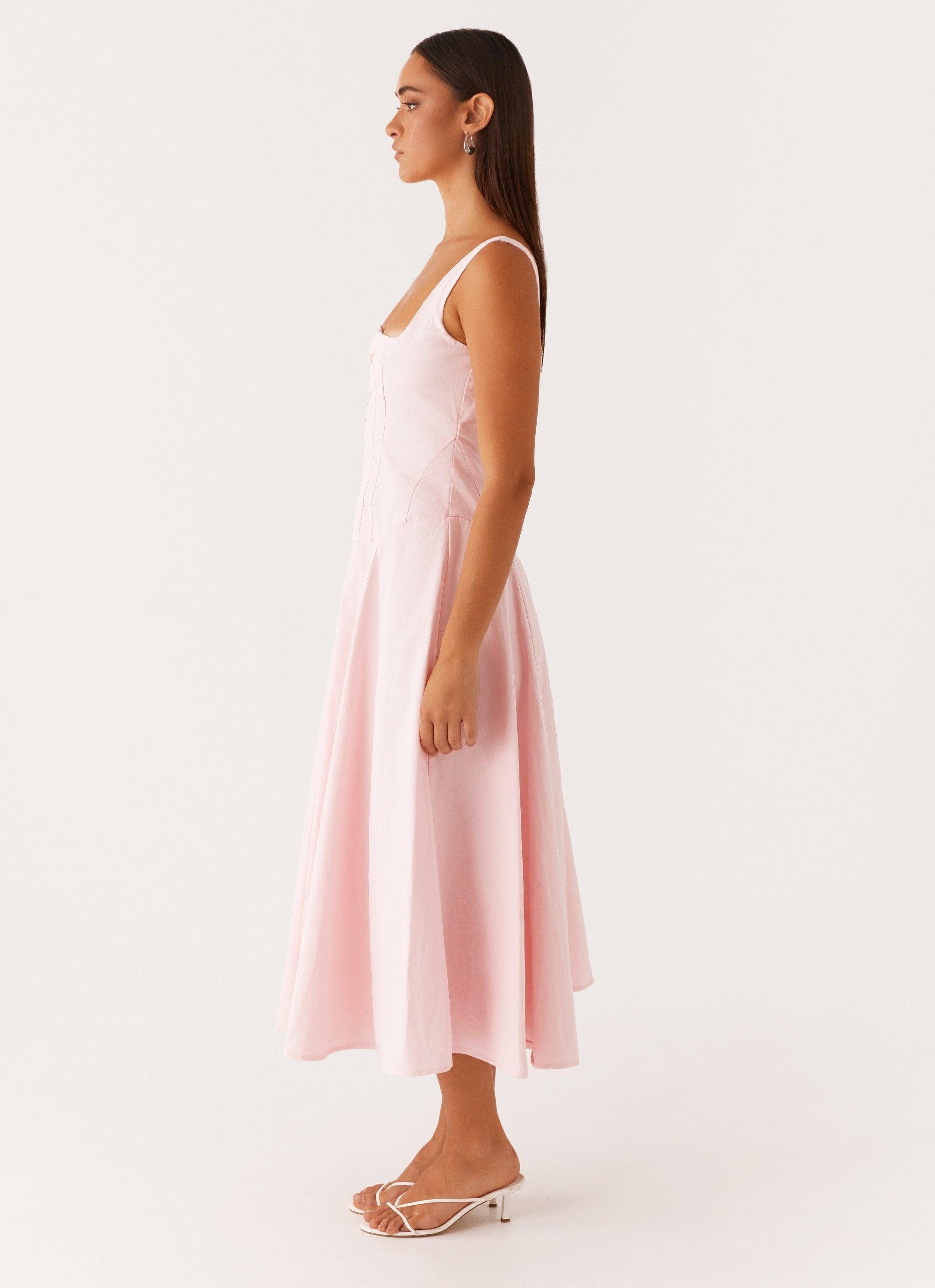 Ebony Midi Dress - Pastel Pink Product Image