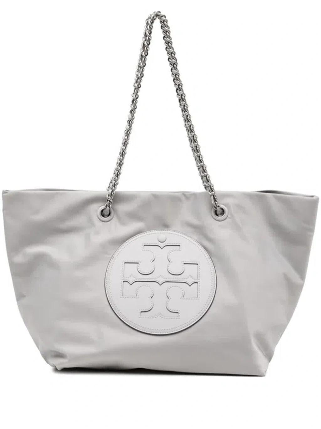 Ella Chain Logo Patch Tote Bag In Grey Product Image