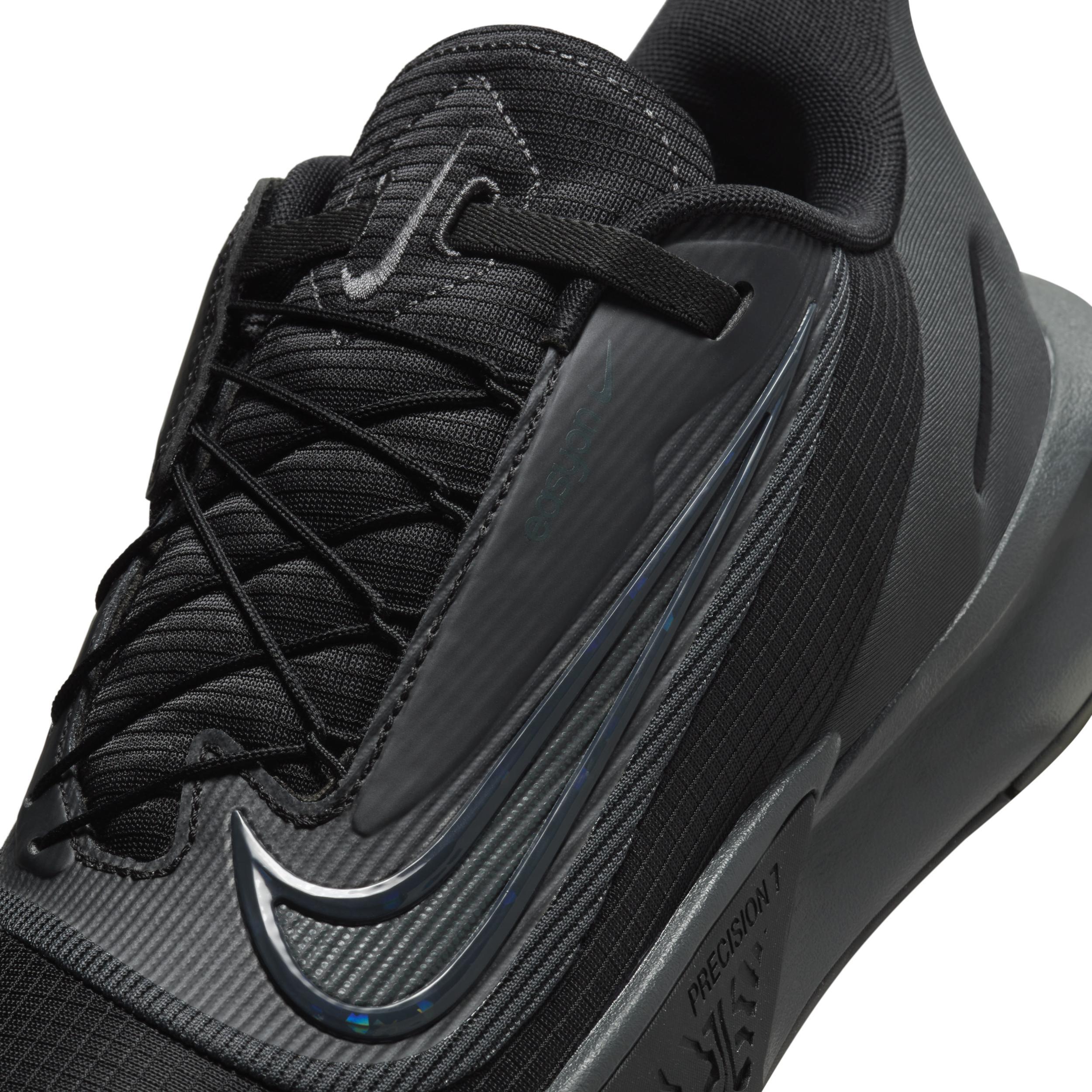 Nike Precision VII Mens Easy-On Basketball Shoes Grey Black Product Image