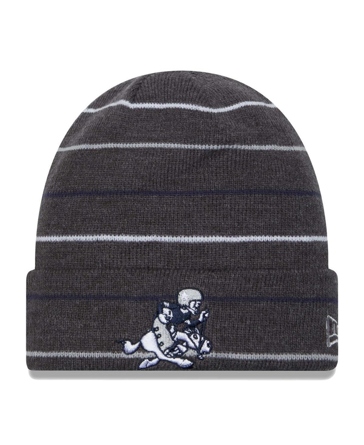 Mens Heather Charcoal Distressed Dallas Cowboys Throwback Rowed Cuffed Knit Hat Product Image