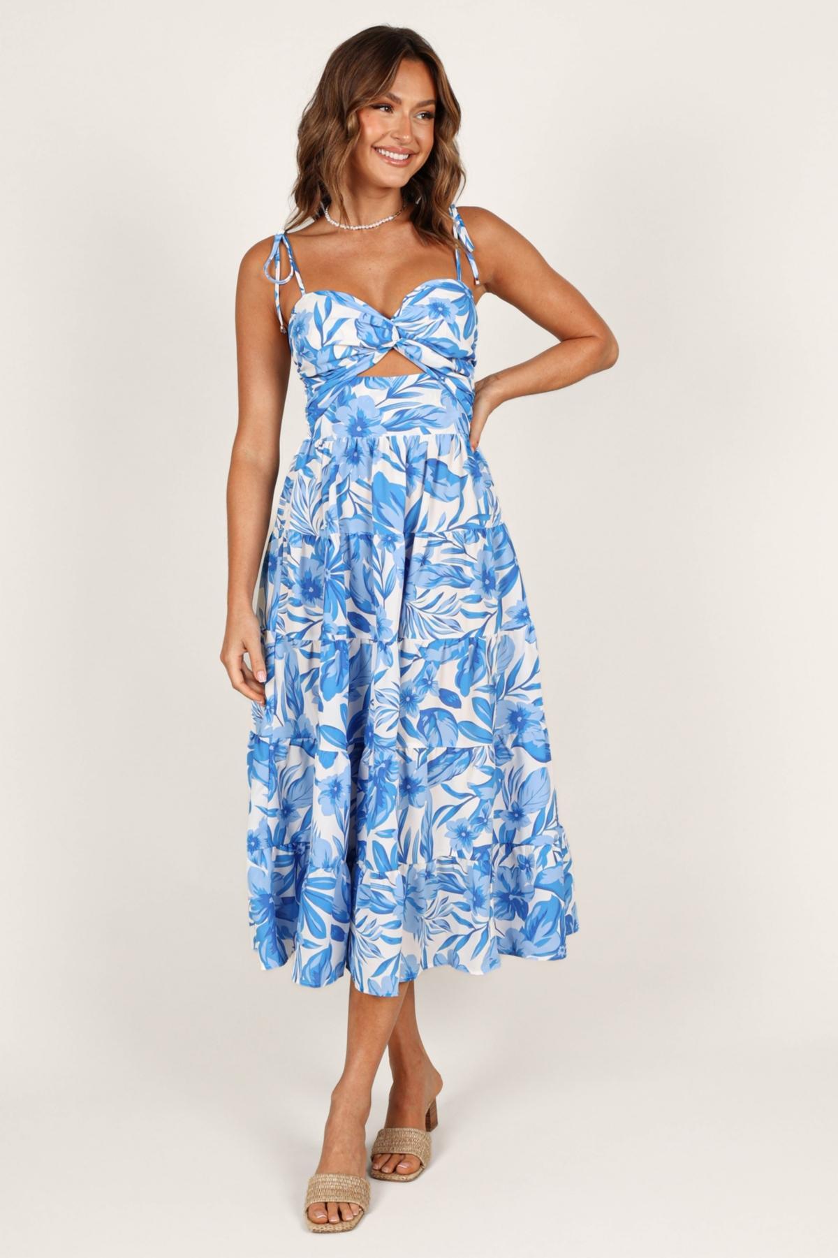 Petal and Pup Womens Rose Midi Dress - Blue Product Image