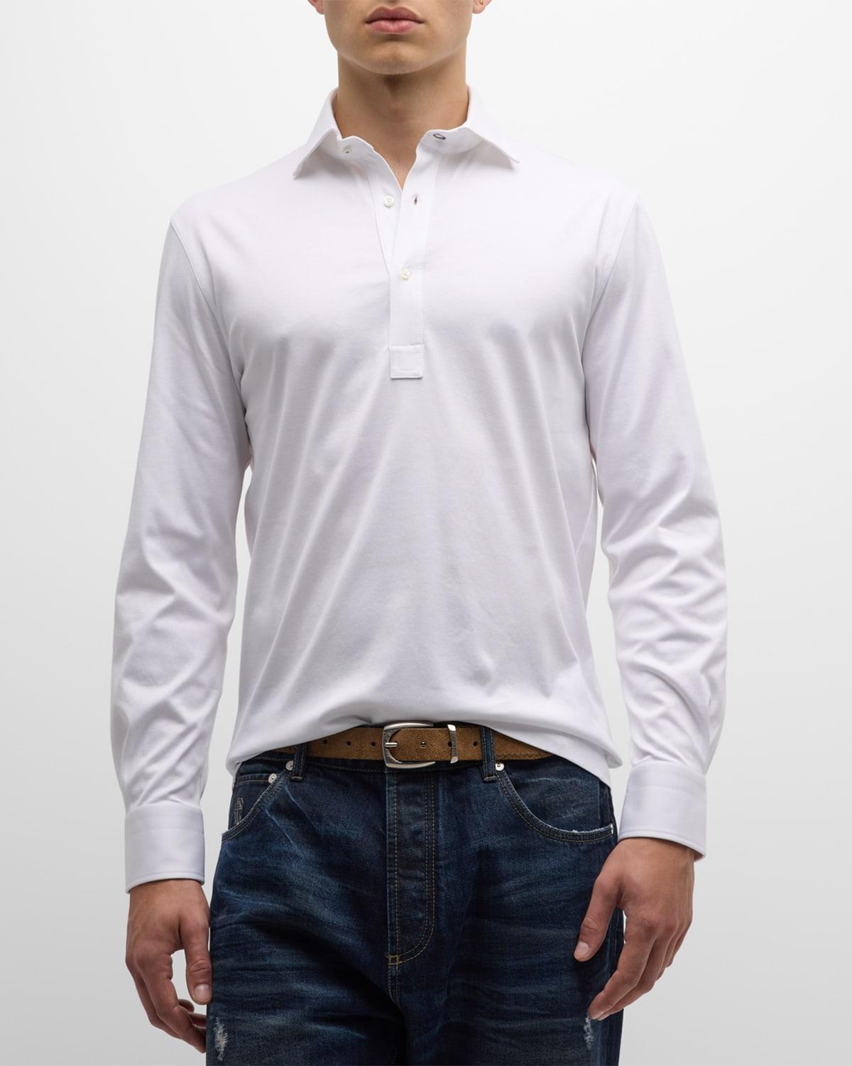 Mens Cotton Three-Button Polo Shirt Product Image