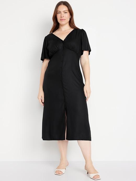 Button-Down Crepe Midi Dress Product Image