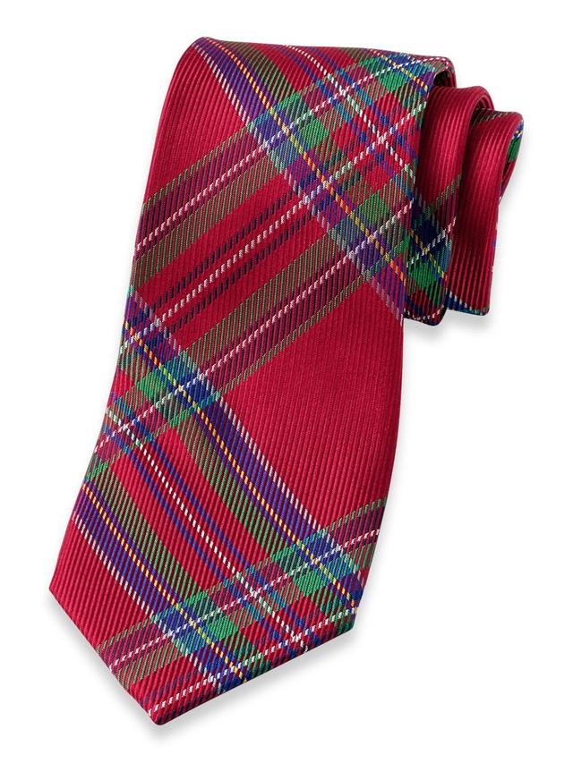 Tartan Plaid Woven Silk Tie - Red Multi Product Image