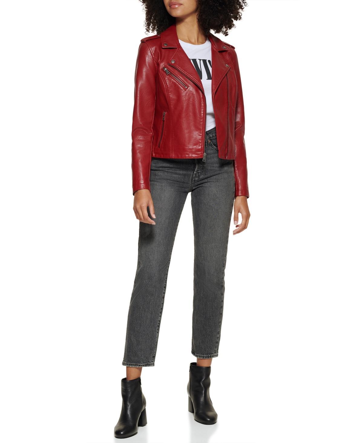 Levis Womens Classic Faux Leather Asymmetrical Moto Jacket Product Image