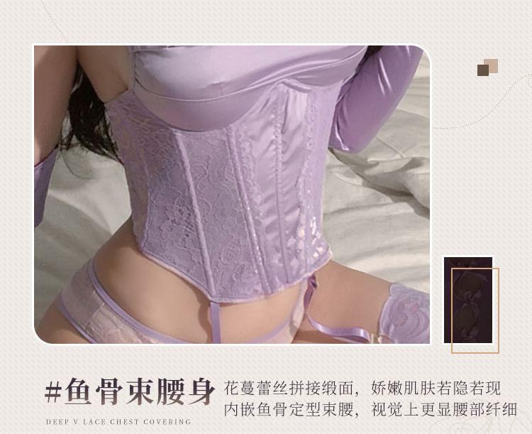 Lingerie Set: Wired Corset Top + Panties Product Image