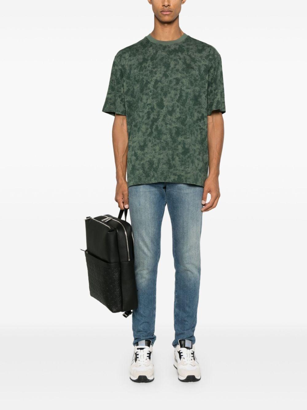 HUGO BOSS Cotton-jersey T-shirt With All-over Seasonal Print In Light Green Product Image