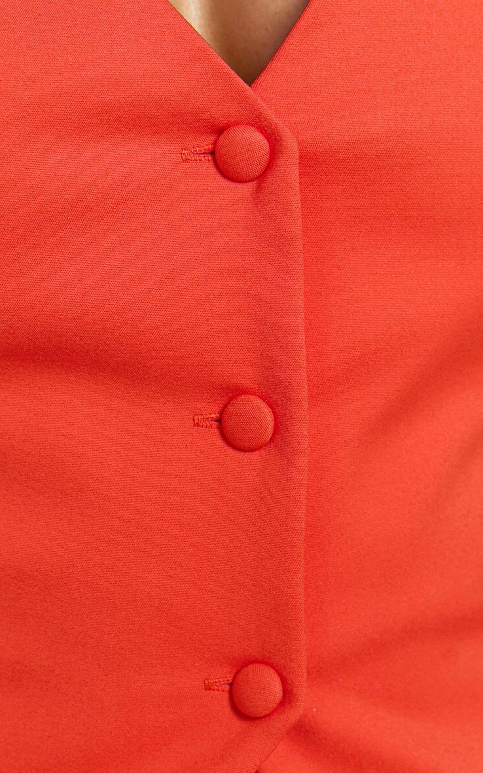 Kai Top - Halter Button Down Vest in Orange Product Image