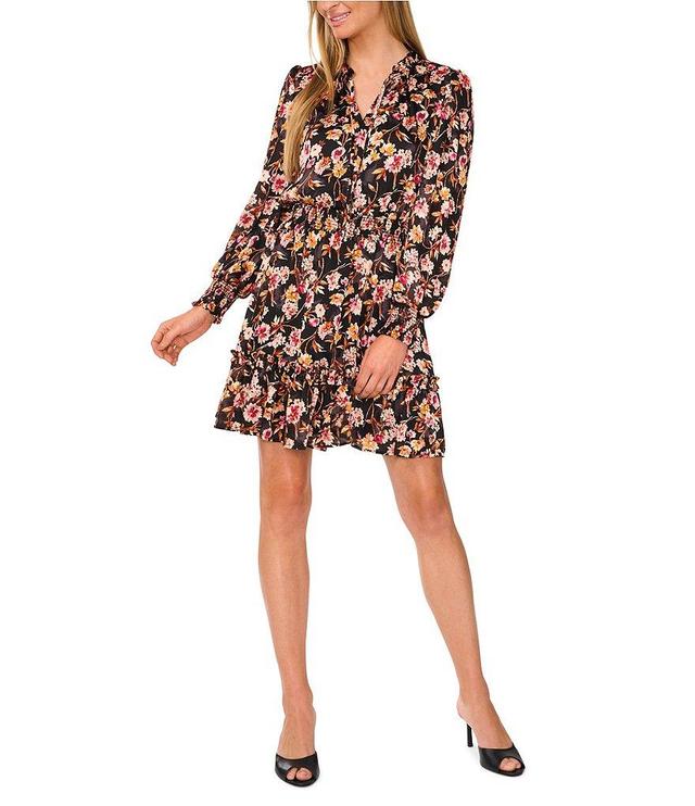 CeCe V Neck Long Sleeve Dress Product Image