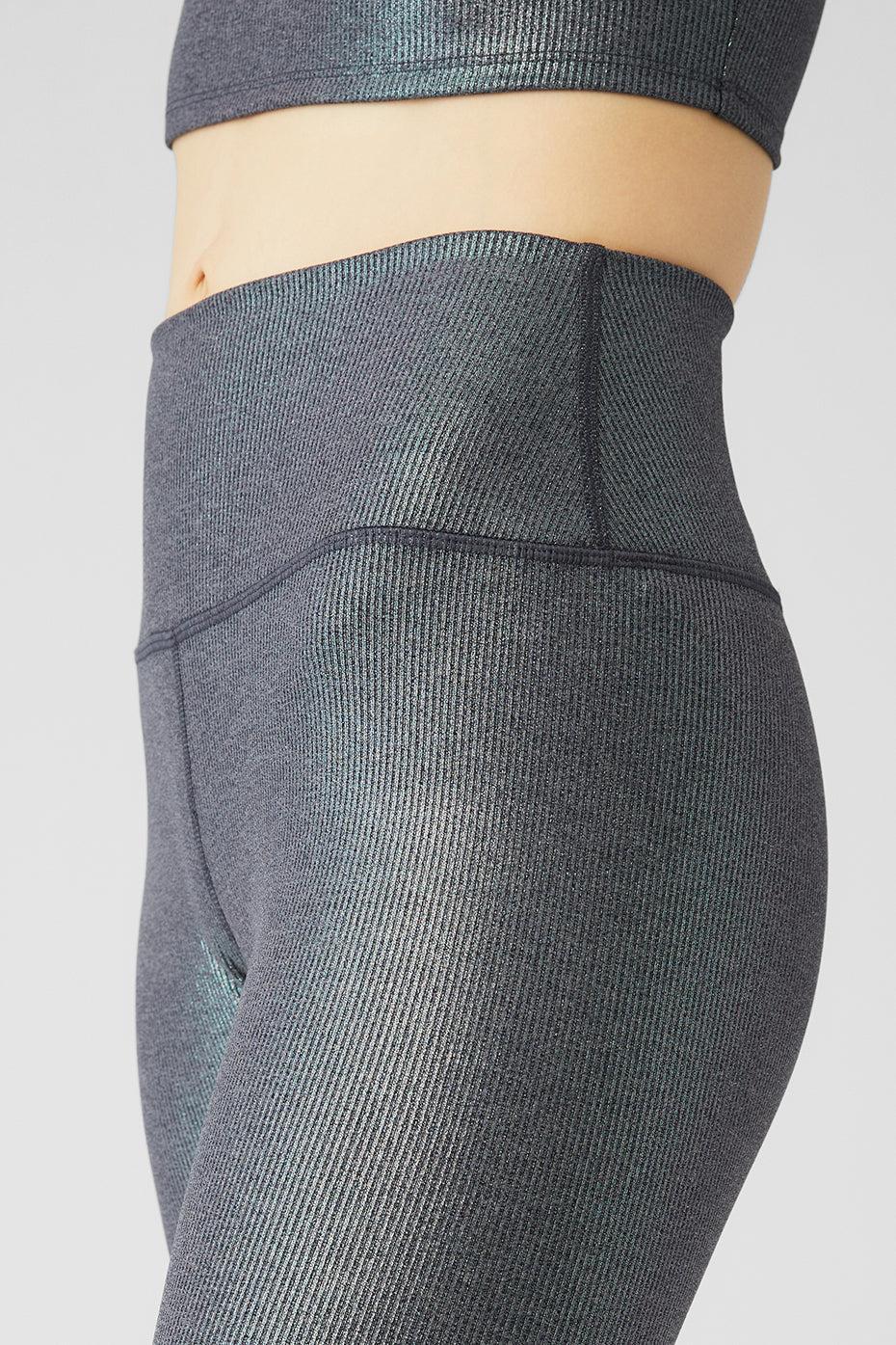 Alosoft Ribbed High-Waist Shimmer Legging - Dark Grey Iridescent Product Image