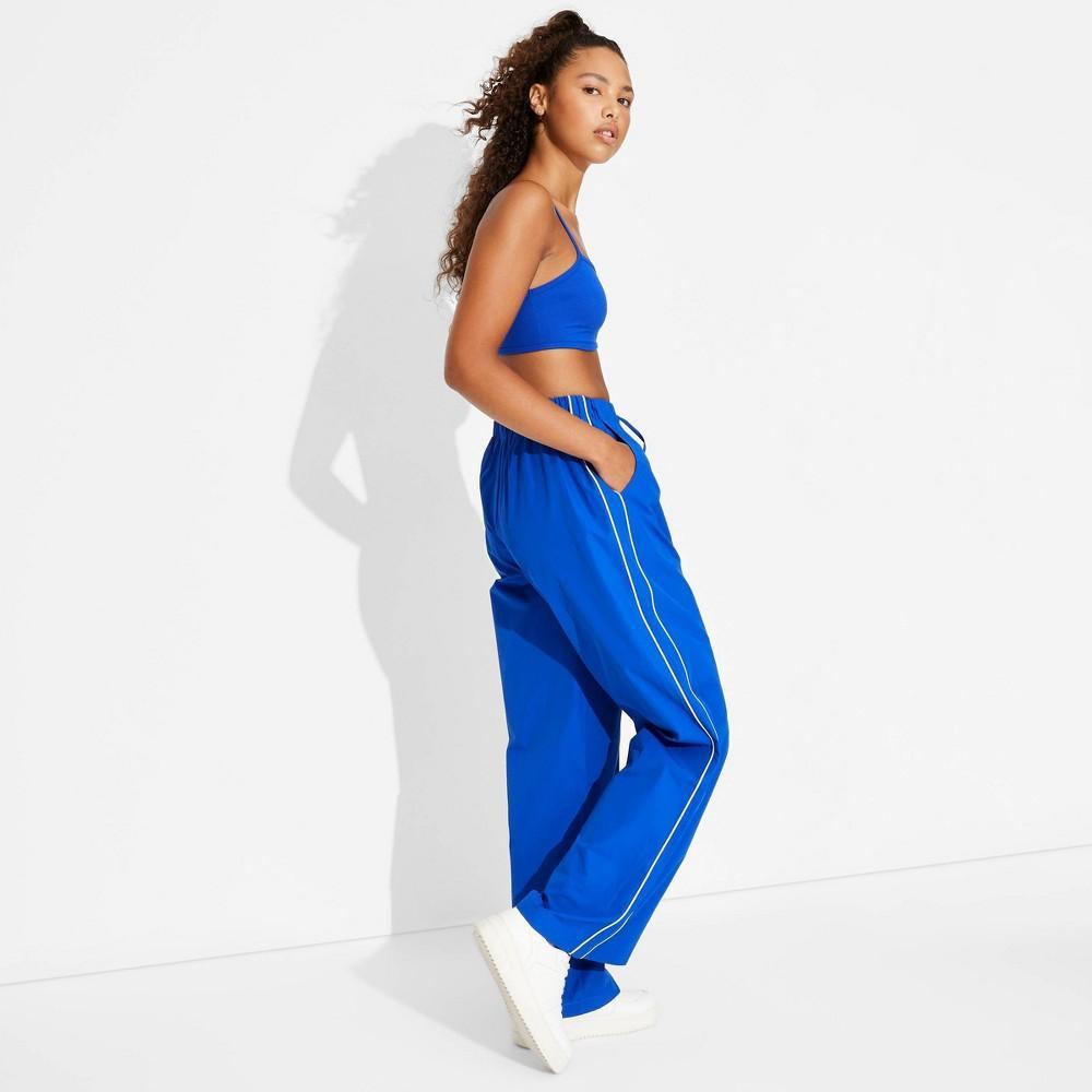 Womens Game Day Mid-Rise Wide Leg Track Pants - Wild Fable Blue M Product Image