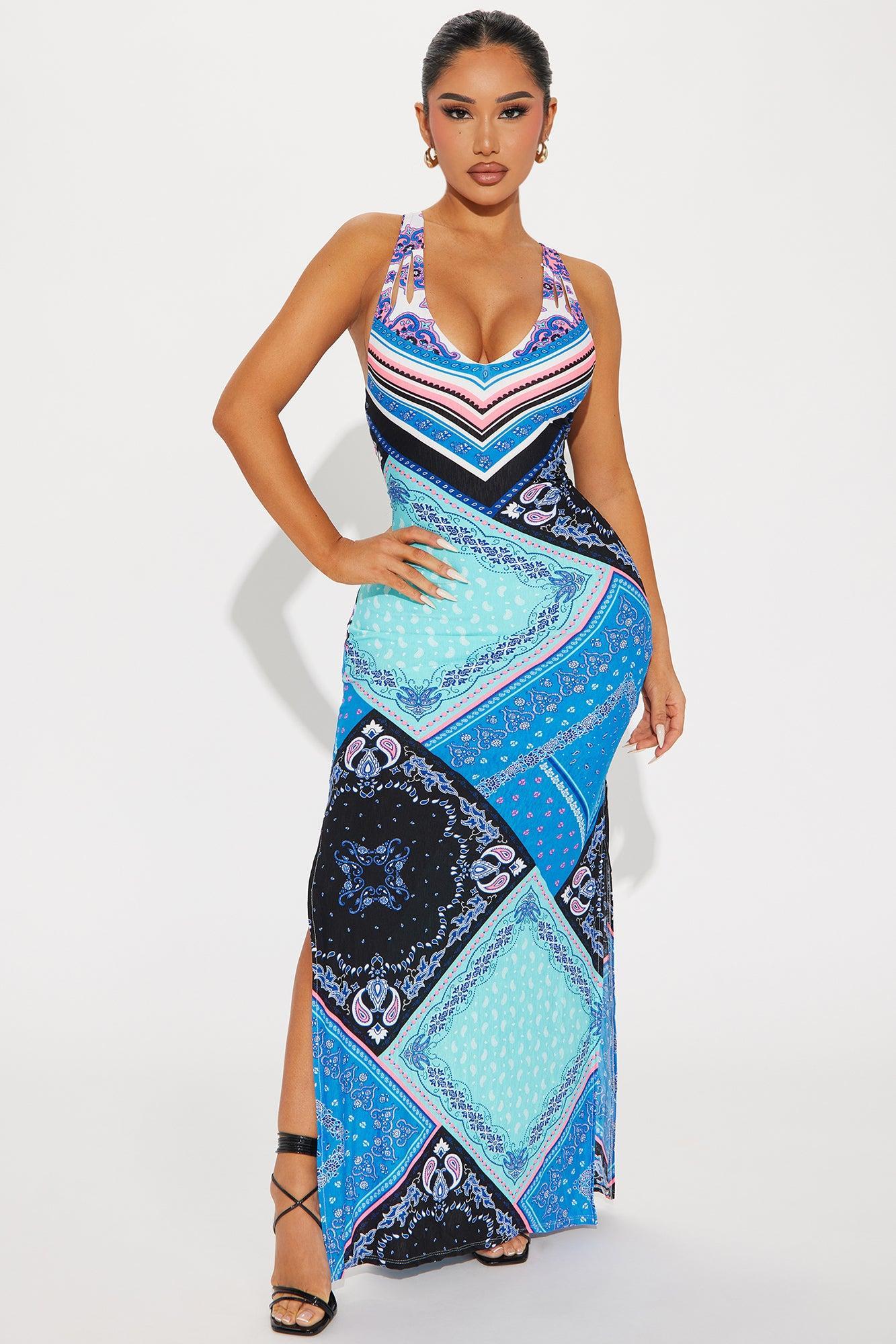 Statement Piece Maxi Dress - Blue/combo Product Image