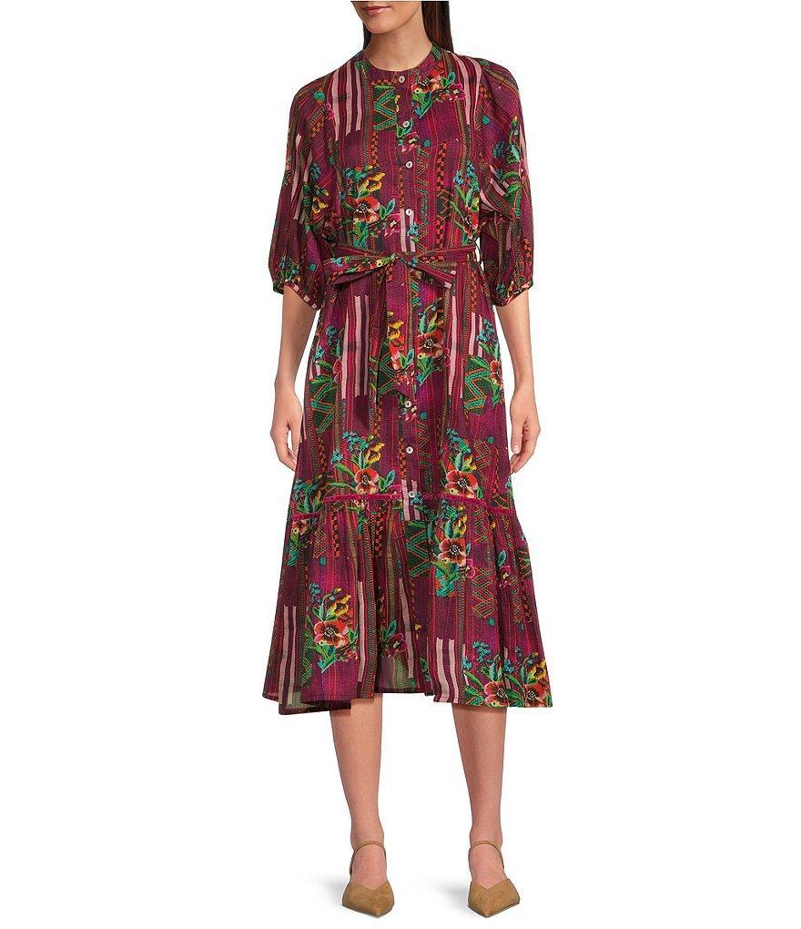 Ro's Garden Flirty Campeche Floral Tie Midi Dress Product Image