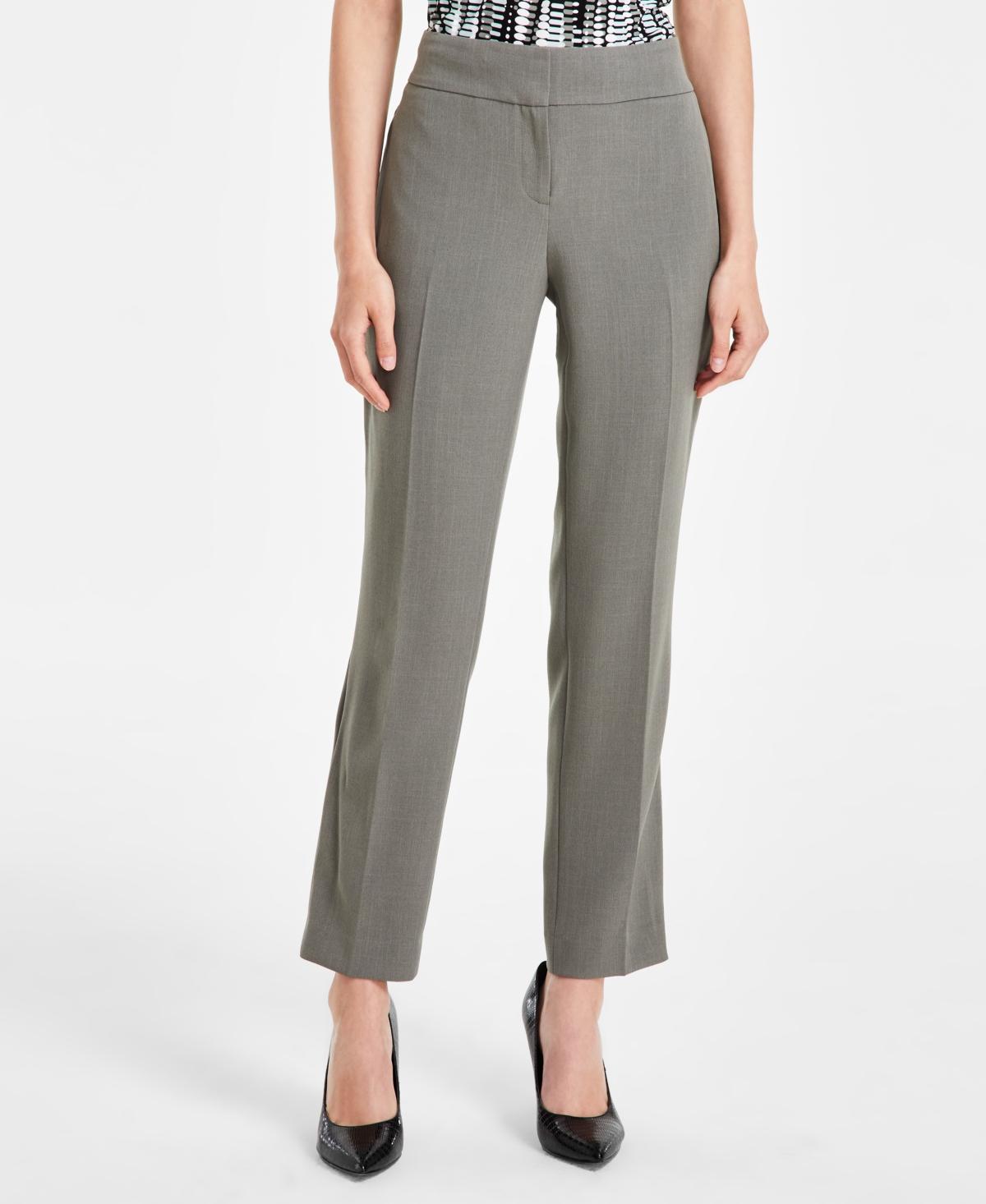 Kasper Petite Slim Straight-Leg Trousers - Grey Product Image