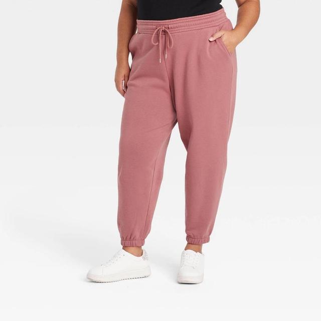 Womens High-Rise Tapered Ankle Fleece Joggers - Ava & Viv Mauve 3X Product Image