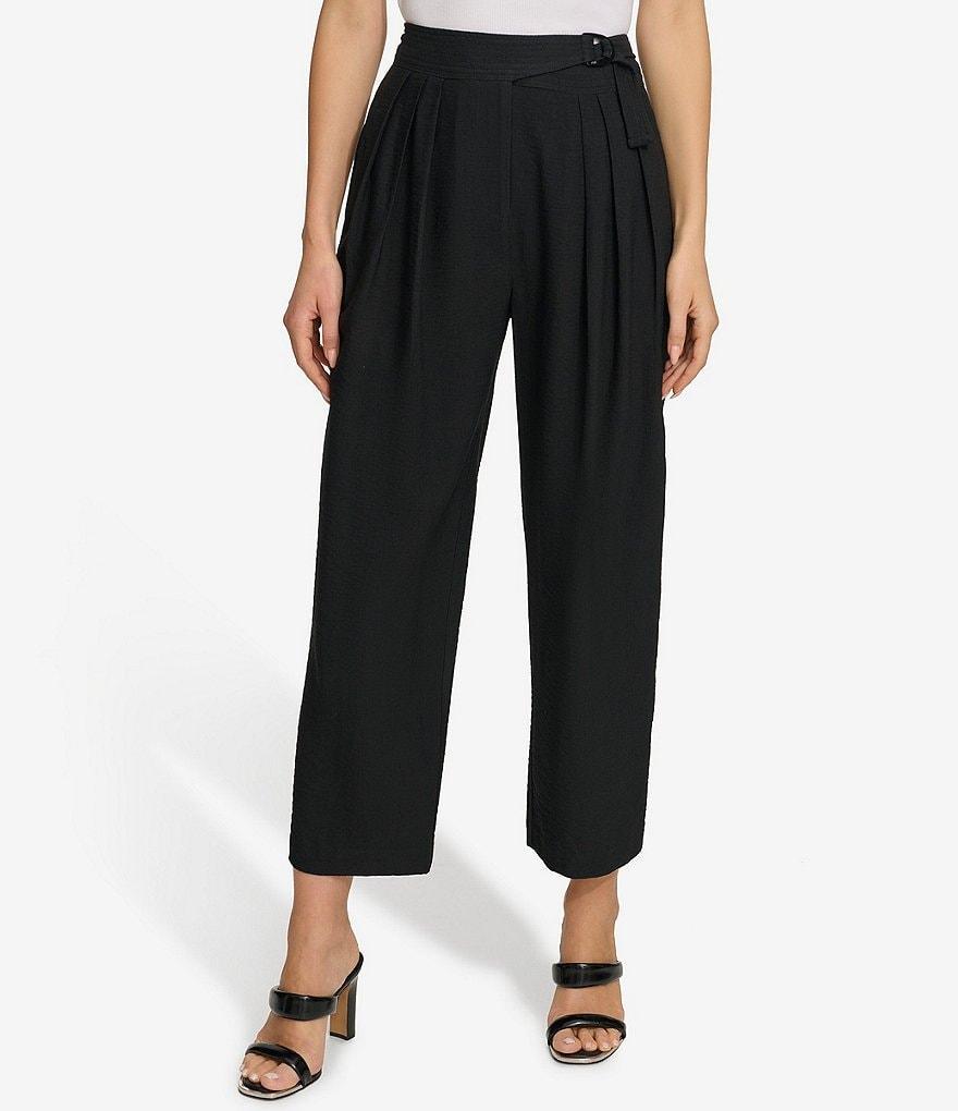 DKNY D-Ring Pleat Front Wide Leg Pants Product Image