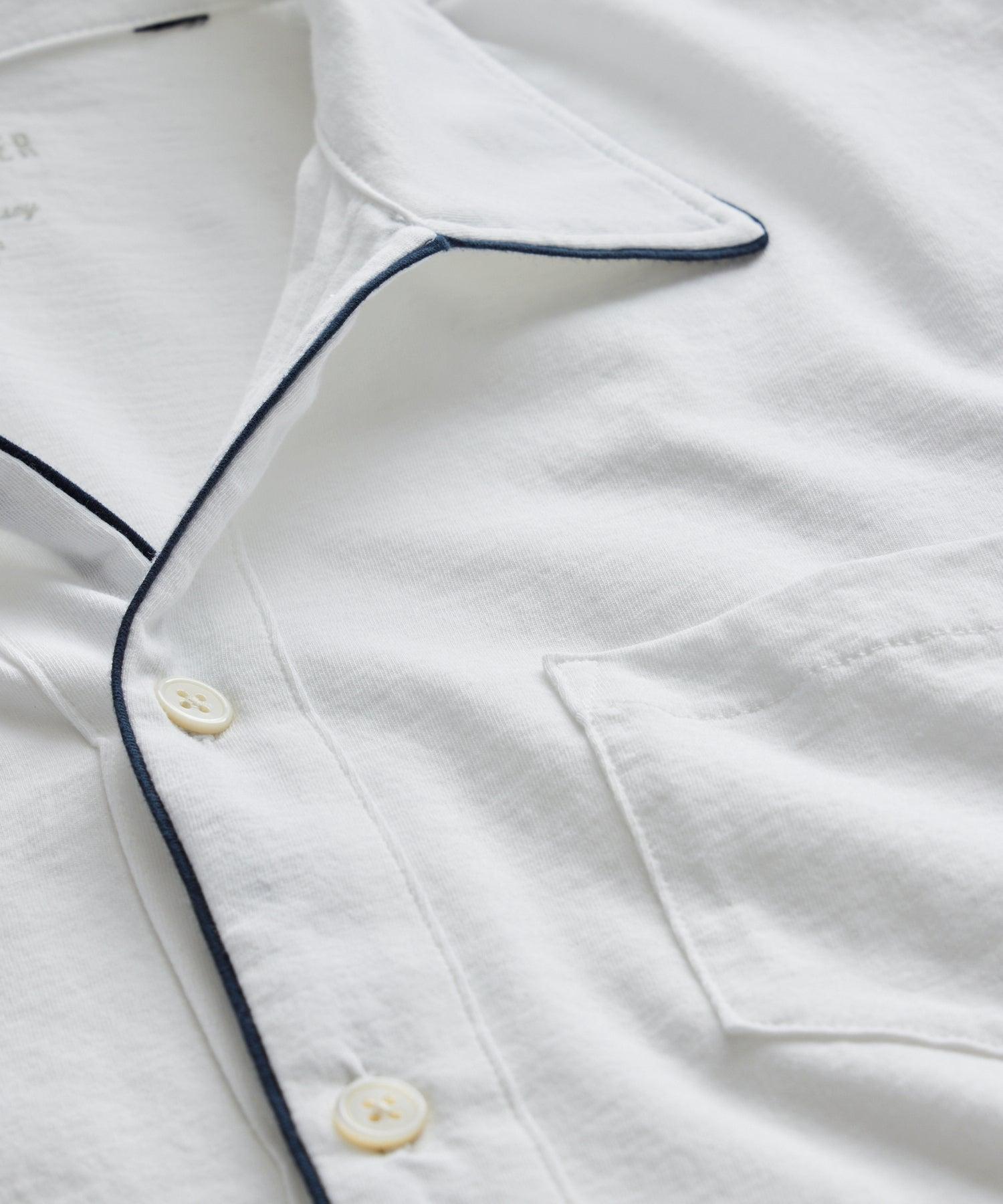 Made in L.A. Montauk Tipped Full Placket Polo in White Product Image