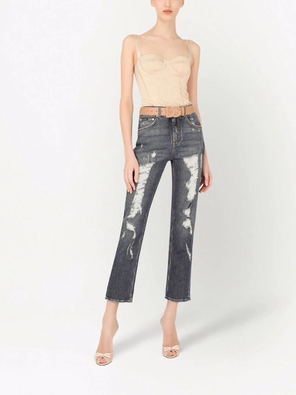 Distressed Boyfriend Jeans In Multicolor Product Image