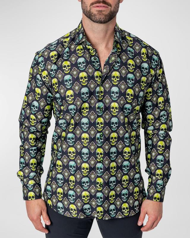 Mens Fibonacci Skull Voodoo Sport Shirt Product Image