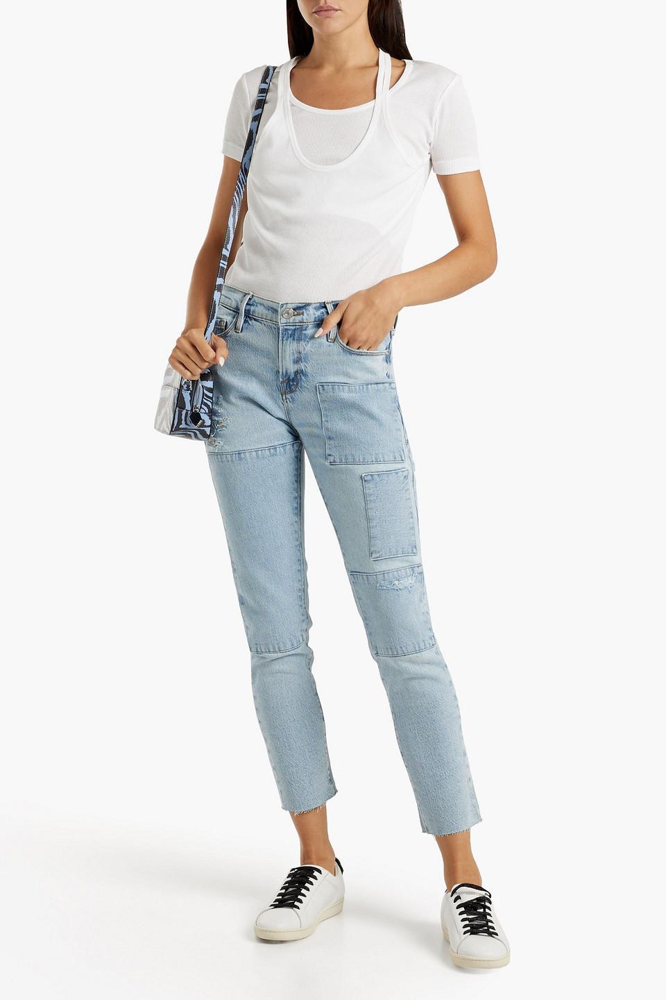 Le Garcon Cropped Distressed Boyfriend Jeans In Multi Product Image