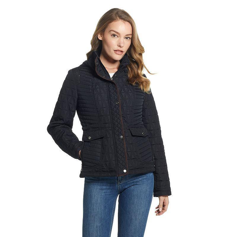 Plus Size Weathercast Faux-Suede Trim Quilted Jacket, Womens Product Image