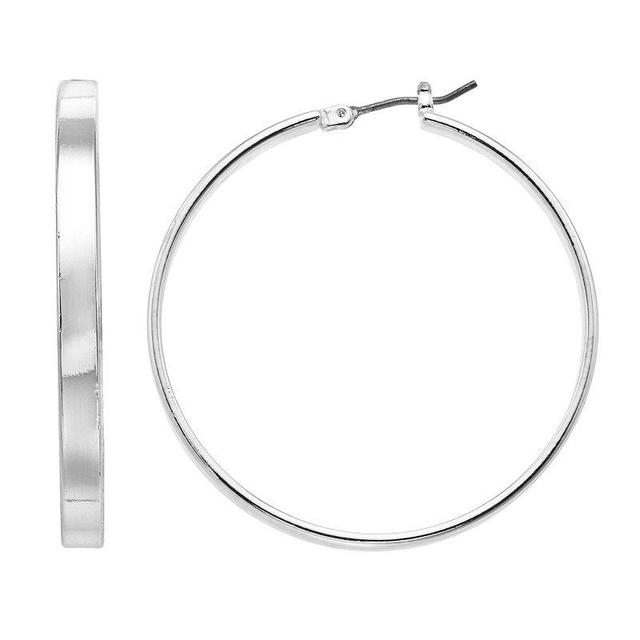 Nine West Thin Hoop Earrings, Womens, Silver Tone Product Image