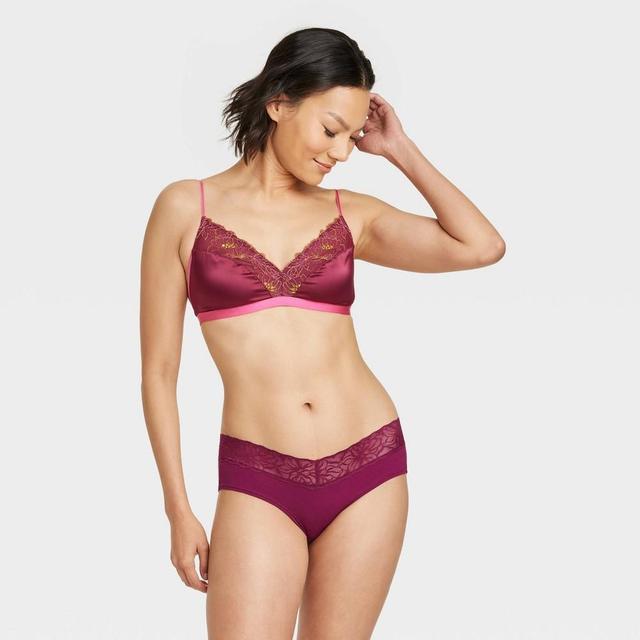 Womens Cotton Hipster Underwear with Lace Waistband - Auden Berry Purple M Product Image