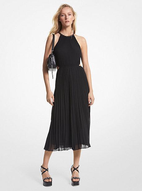 Pleated Georgette Cutout Dress Product Image