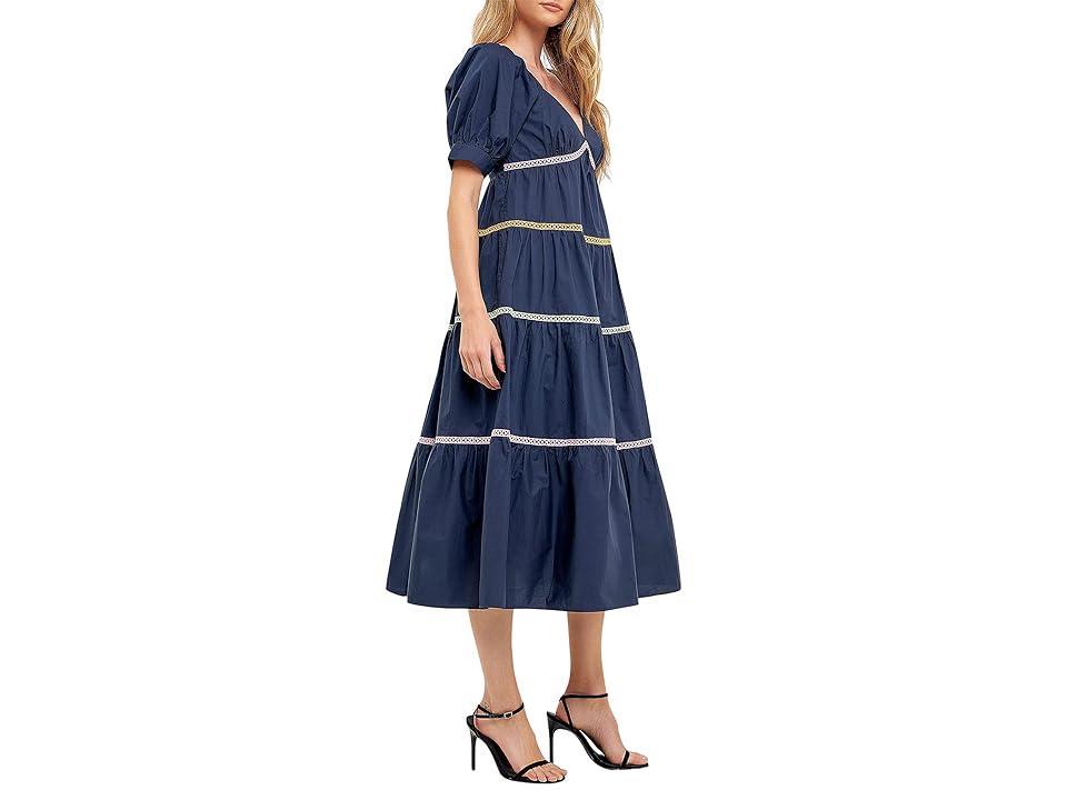 English Factory Multicolor Trim Midi Dress Women's Dress Product Image