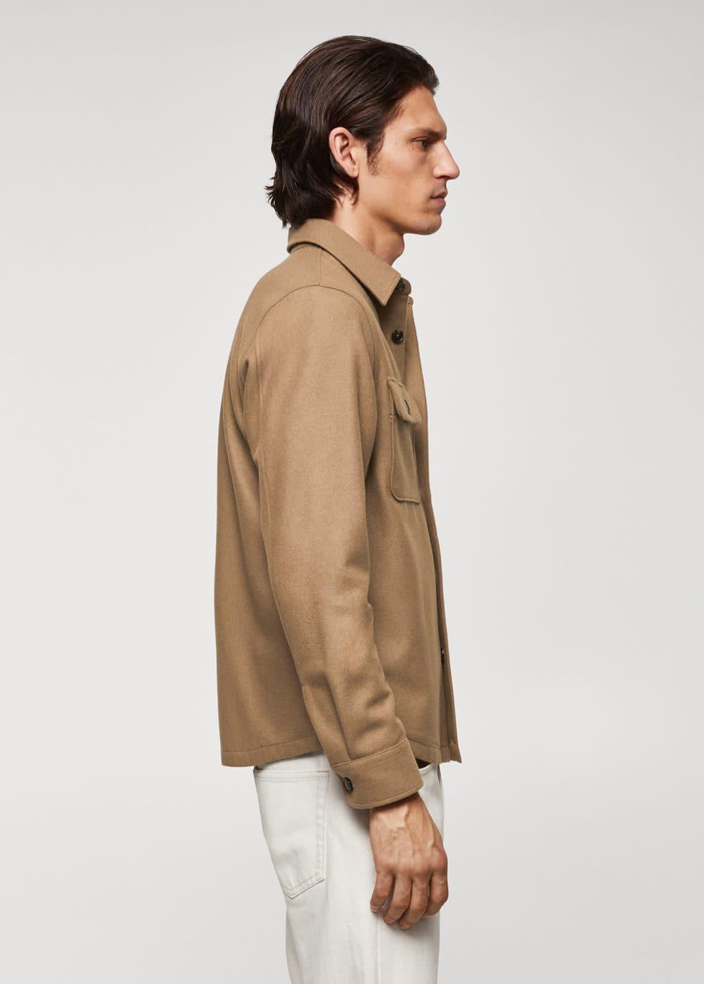 MANGO MAN - Wool overshirt with pockets brownMen Product Image