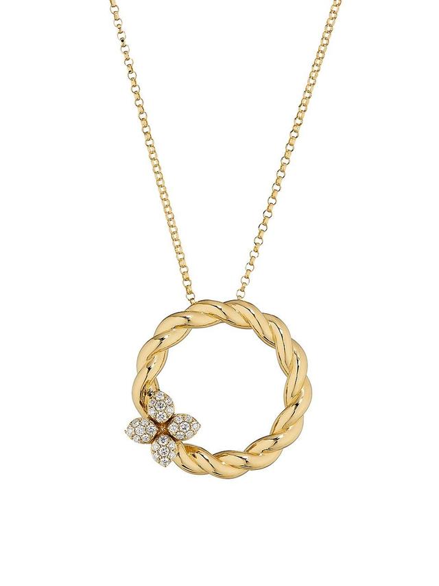 Womens Love In Verona 18K Yellow Gold & 0.30 TCW Diamond Circle Pendant Necklace Product Image