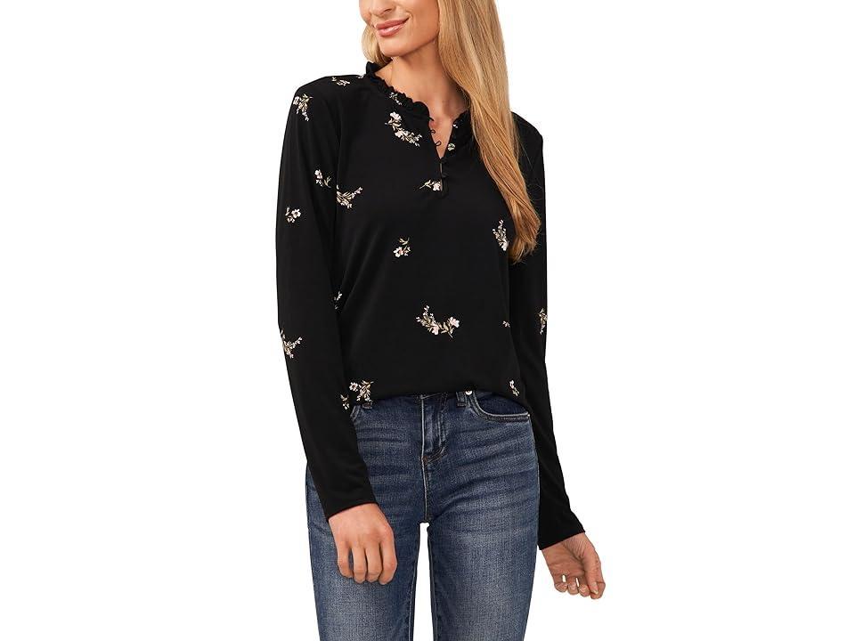 CeCe Long Sleeve Printed Knit Blouse (Rich ) Women's Clothing product image