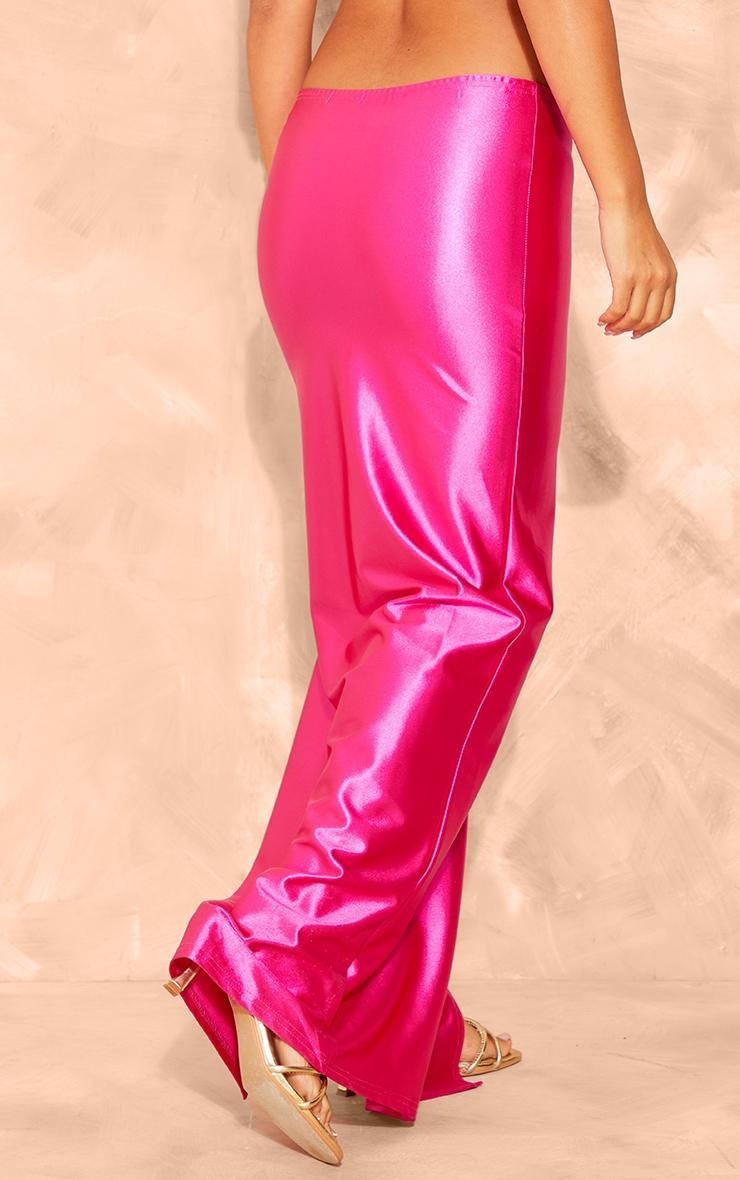 Petite Hot Pink Stretch Satin Split Side Maxi Skirt Product Image