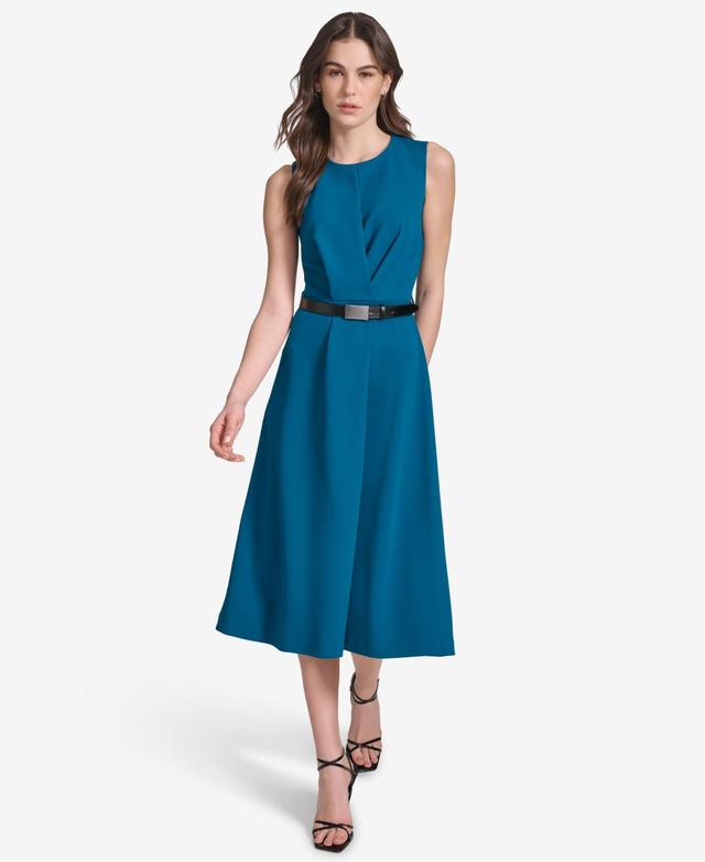 Calvin Klein Womens Belted A-Line Dress Product Image