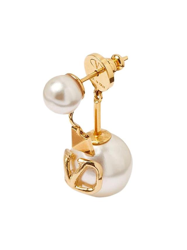 Womens VLogo Signature Single Metal Earring With Swarovski Pearls Product Image