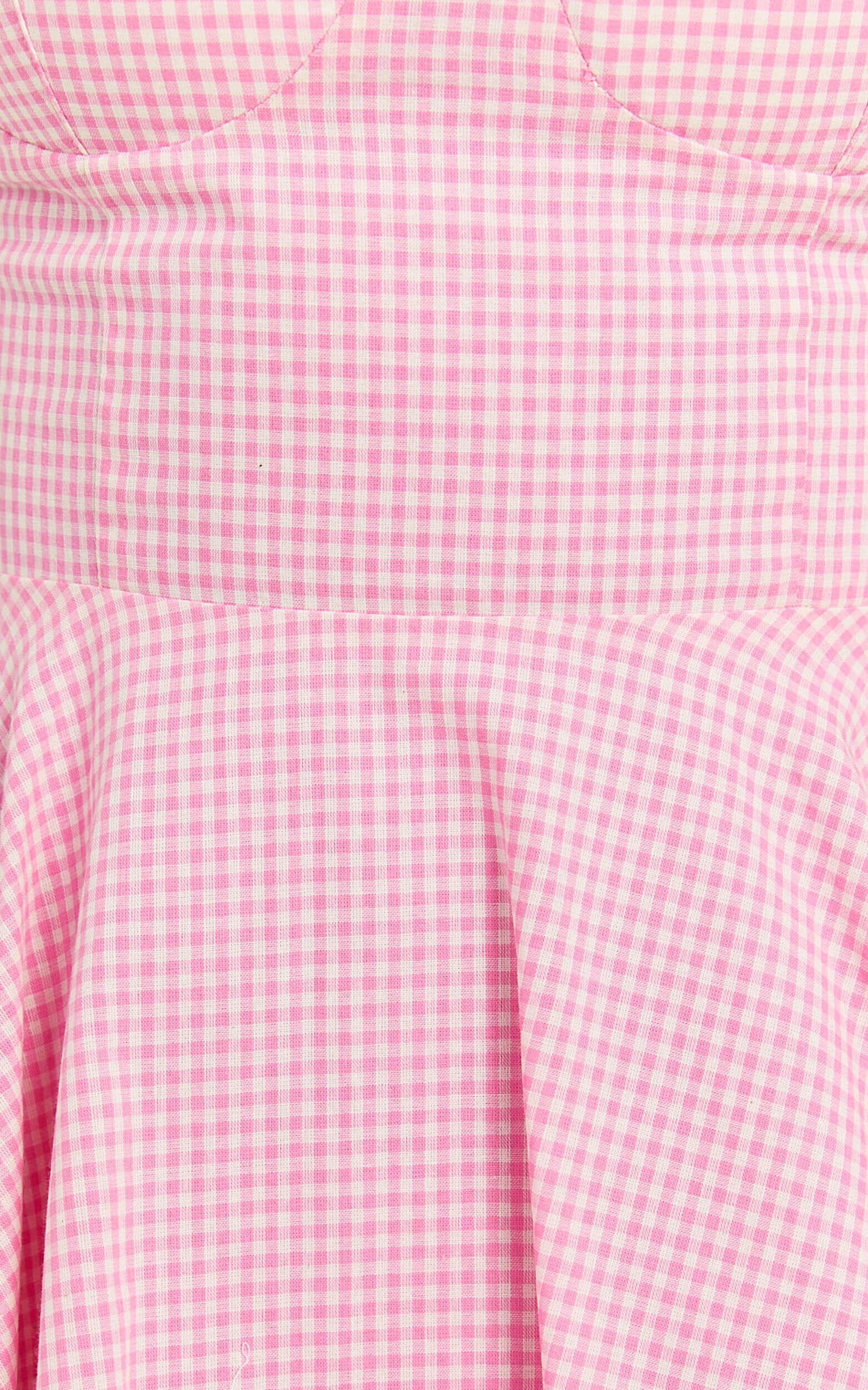 Girley Mini Dress - Bow Strap Dress in Pink Gingham Product Image