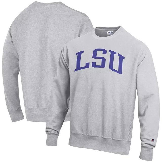 Mens Champion Heathered Gray LSU Tigers Arch Reverse Weave Pullover Sweatshirt Product Image