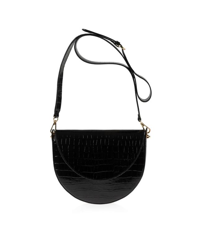 Womens Leather Embossed Croco Forget Me Not Bag (Black) Product Image