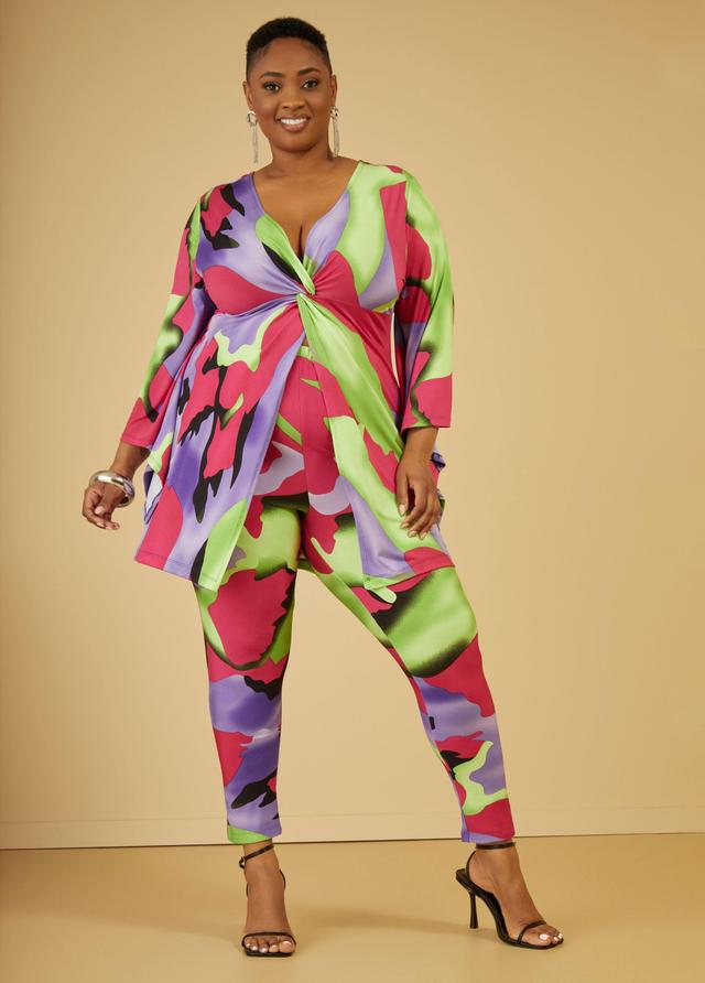 Plus Size Mid Rise Printed Leggings Ashley Stewart Product Image