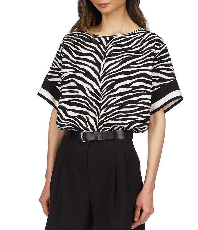 Michael Kors Zebra Print Crew Neckline Short Sleeve Top Product Image