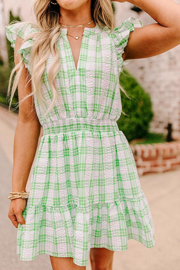 Parkside Picnic Gingham Romper in Lime Product Image