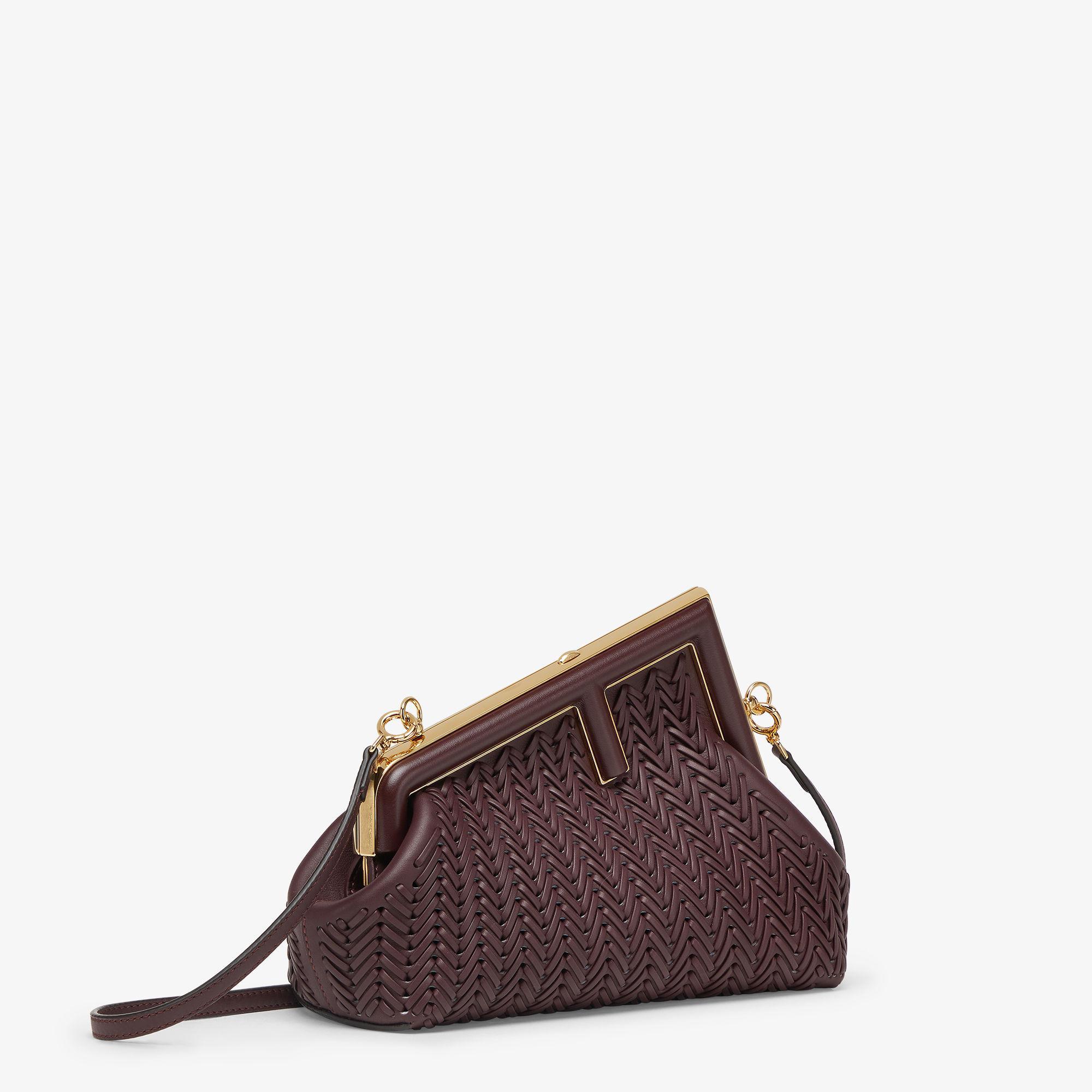 Fendi First SmallBurgundy braided leather bag Product Image