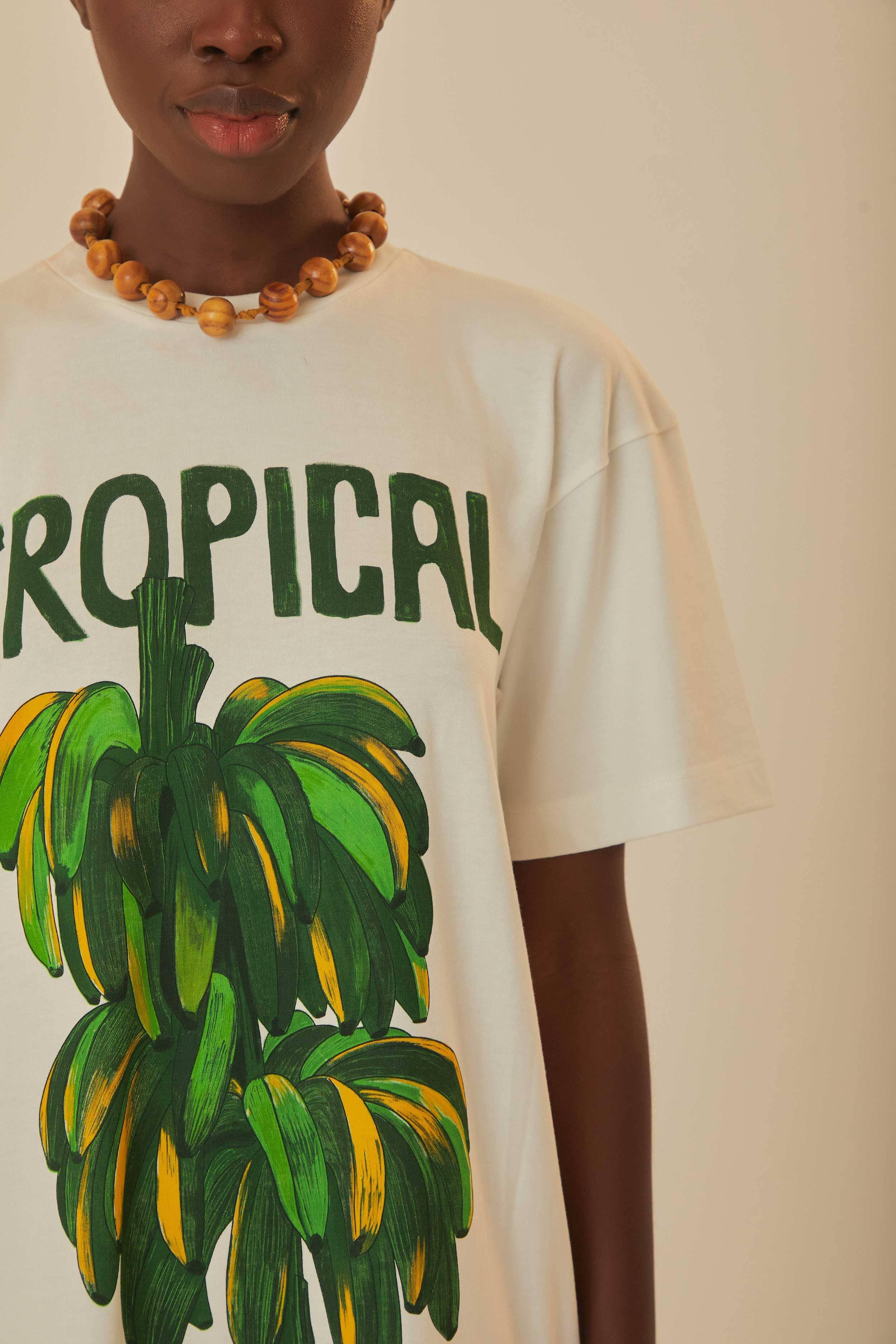 Off-White Tropical Organic Cotton T-Shirt Dress Product Image