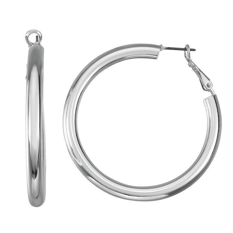 Nine West Tube Hoop Earrings, Womens, Silver Product Image